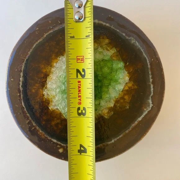 Handmade Ceramic Pottery Coasters with Crushed Glass/Crystal Center - Picture 7 of 9